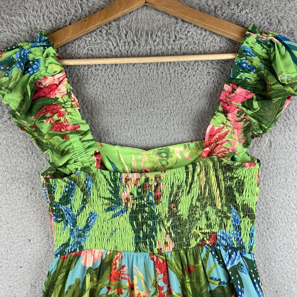 Flying Tomato Dress Womens XS Multicolor Floral Tiered Maxi Sundress Tropical - Picture 11 of 12